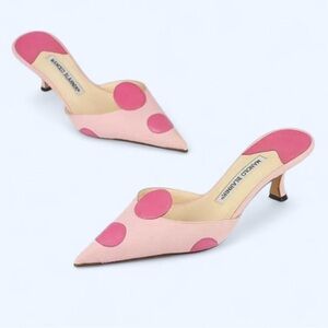 Manolo Blahnik Pink Polka Dot Women's Heels